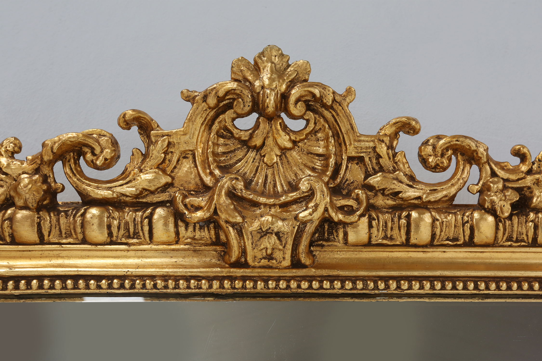Large French antique gilt wooden chimney mirror, ca 1890thumbnail